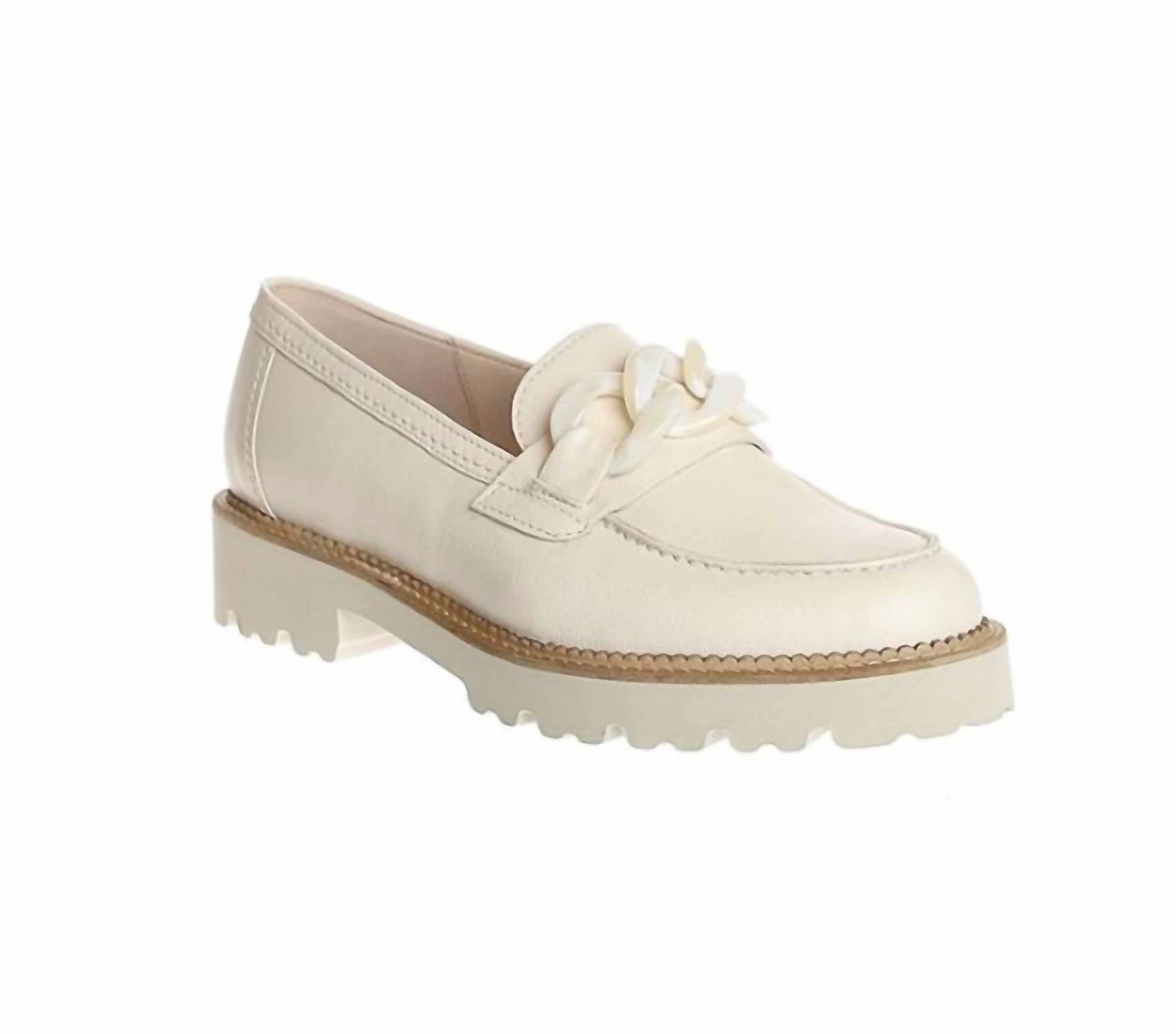 Sole Smooth Breathable fabric Women's Buckle Instep Loafer In Ivory Leather
