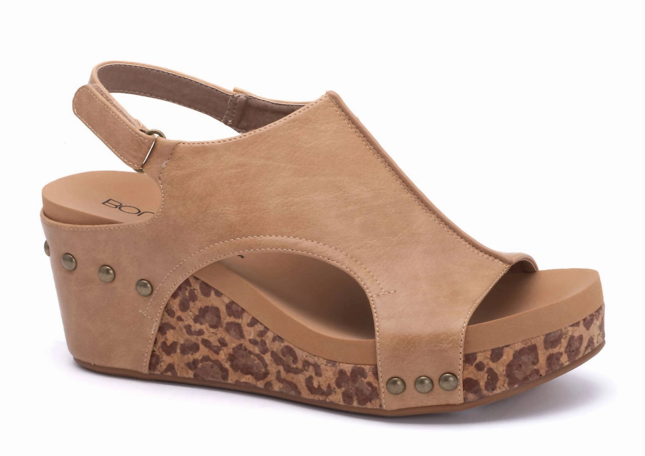Women's Carley Smooth With Leopard Soles Sandals In Taupe Silver Glow portable