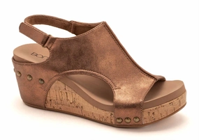Lace Touch Women's Carley Wedge Sandal In Antique Bronze