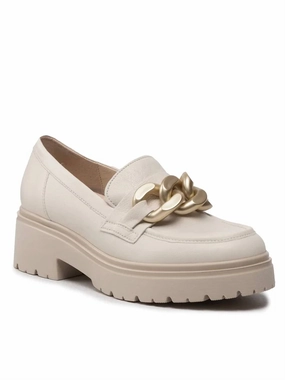 Women's Chunky Loafers In Cream/gold Ornament Modern Minimalist Durable Comfort