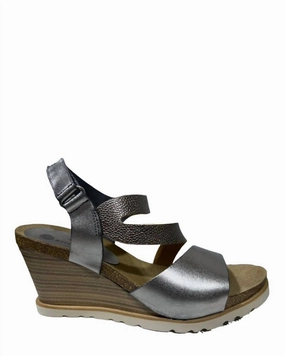 Women's Delaney Wedge Sandals In Pewter Leather Built For Comfort Fresh Look