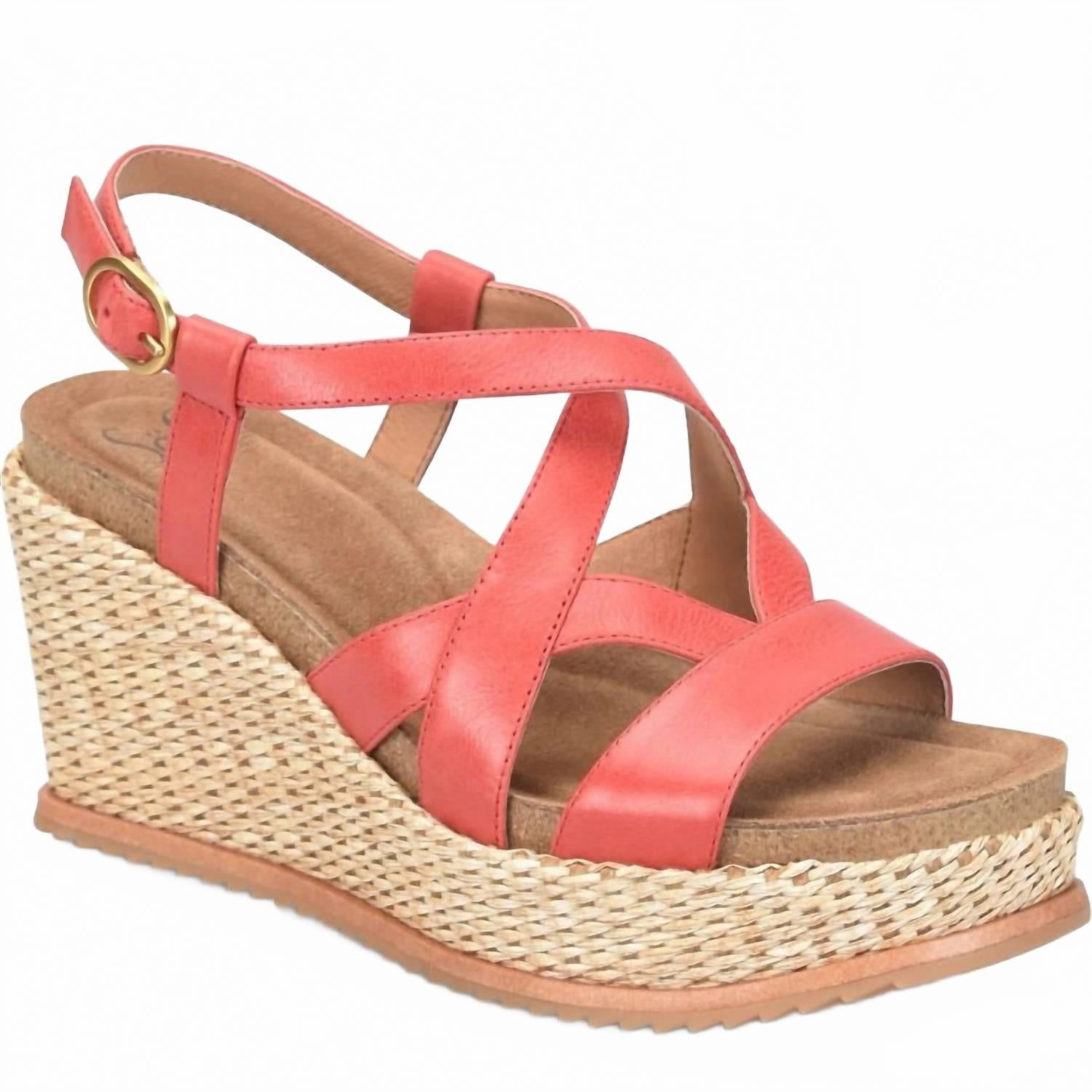 Women's Devyn Wedge Sandal In Red Coral High Comfort