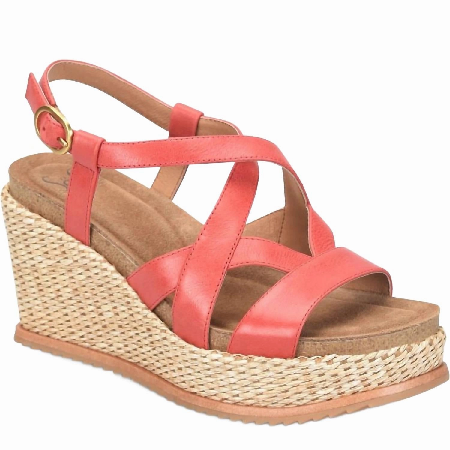 Flexible Vibe Women's Devyn Wedge Sandal In Red Coral
