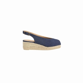 Smooth Edge Stride Light Women's Dosalia Peep-Toe Espadrille In Azul Oxford