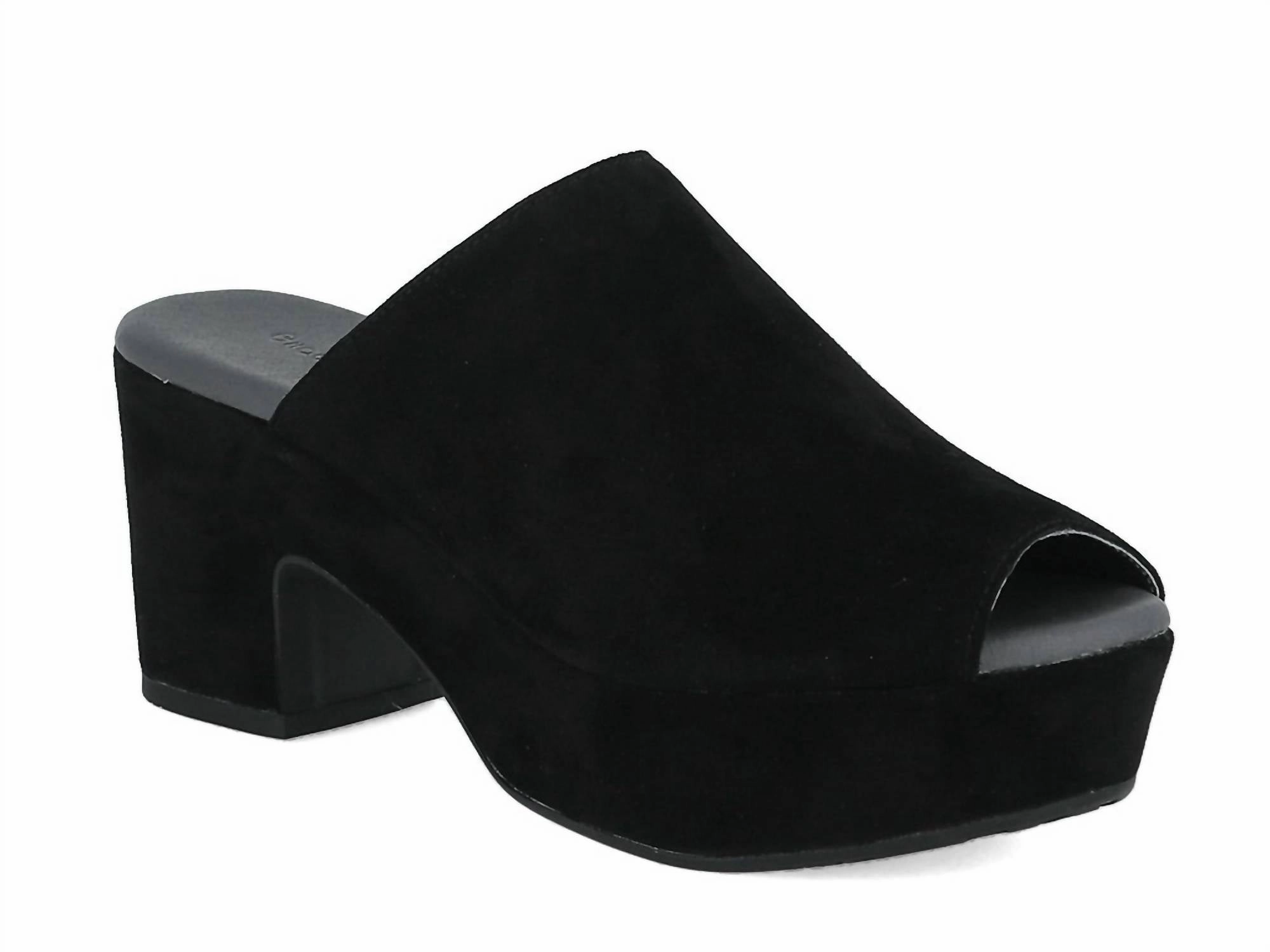 Women's Garnnet Suede Wedge In Black Simple Lines Balanced Look