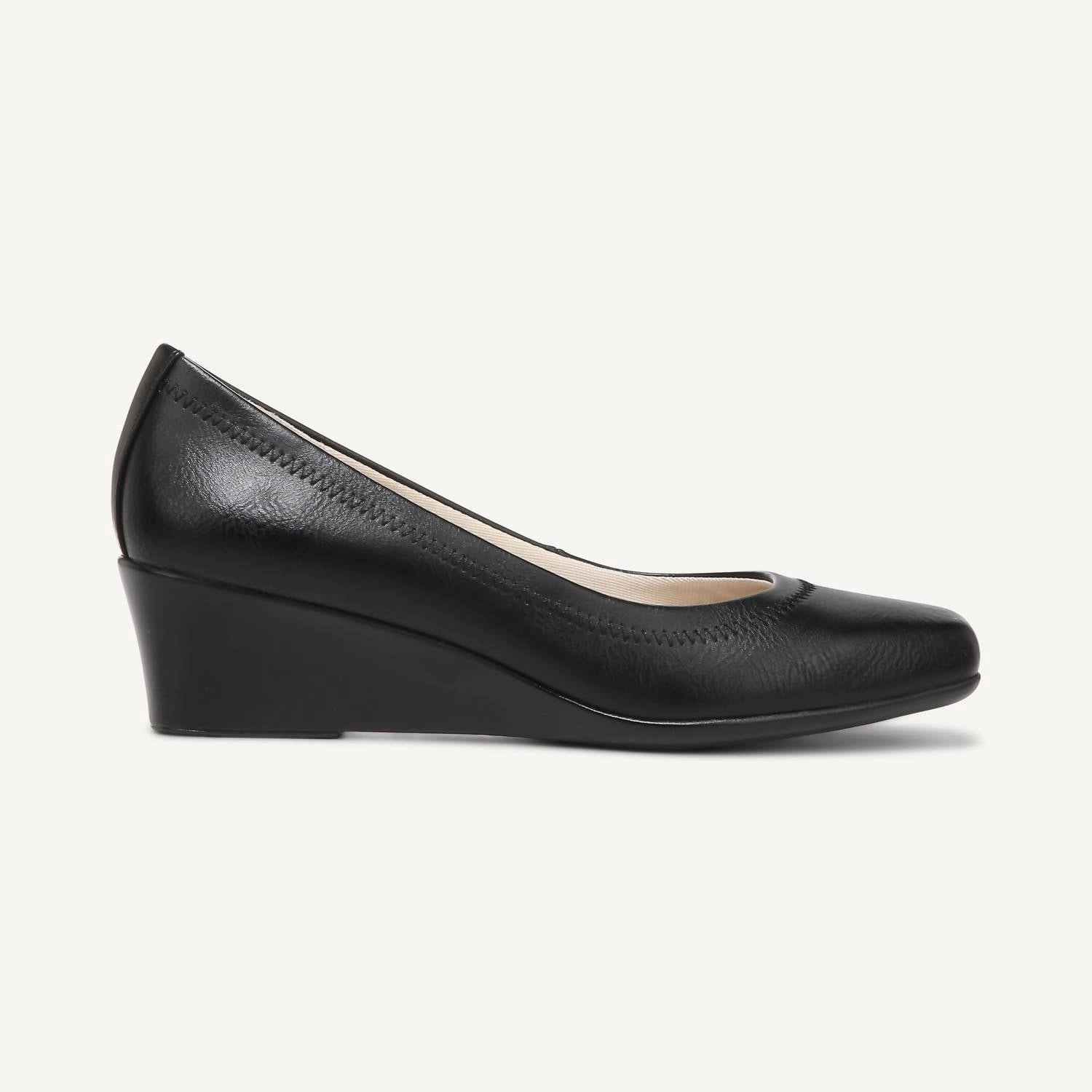 Natural Feel Slim Line Women's Groovy Wedge Slip On Shoes In Black