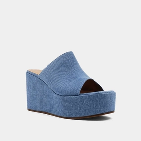 City Trend Muscle Aid Women's Ilaria Denim Wedge Sandals In Blue
