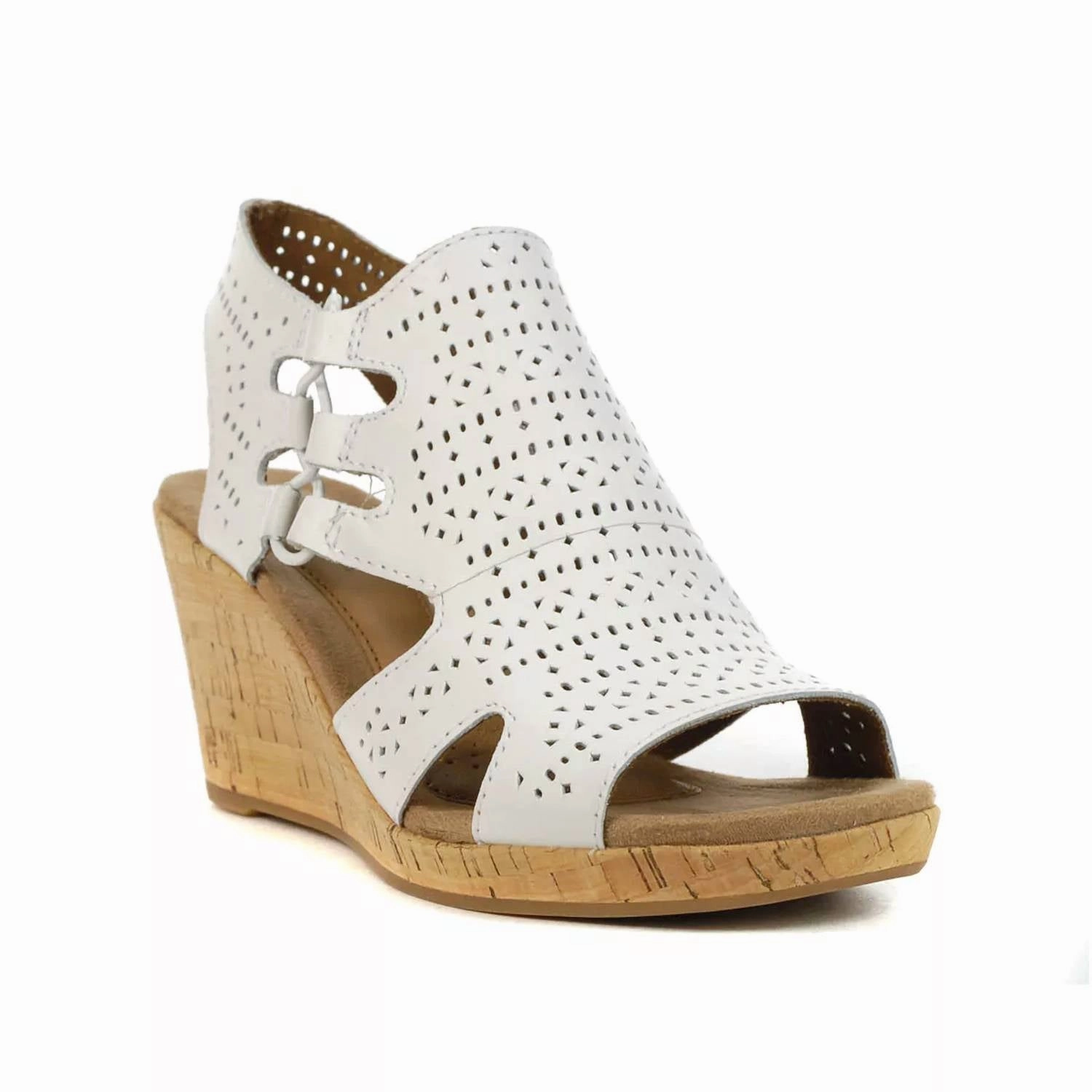 Women's Janna Perf Wedge Bootie In White Commuter Look Cushioned Insole
