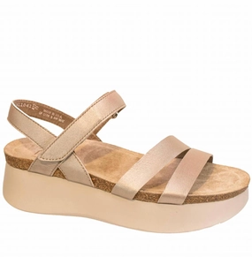Knit Flex Glow Step Women's Juniper Platform Wedge Sandal In Taupe Metallic