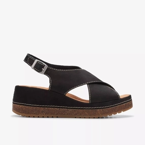 Women's Kassandra Step Wedge Sandal In Black Nubuck Power Casual