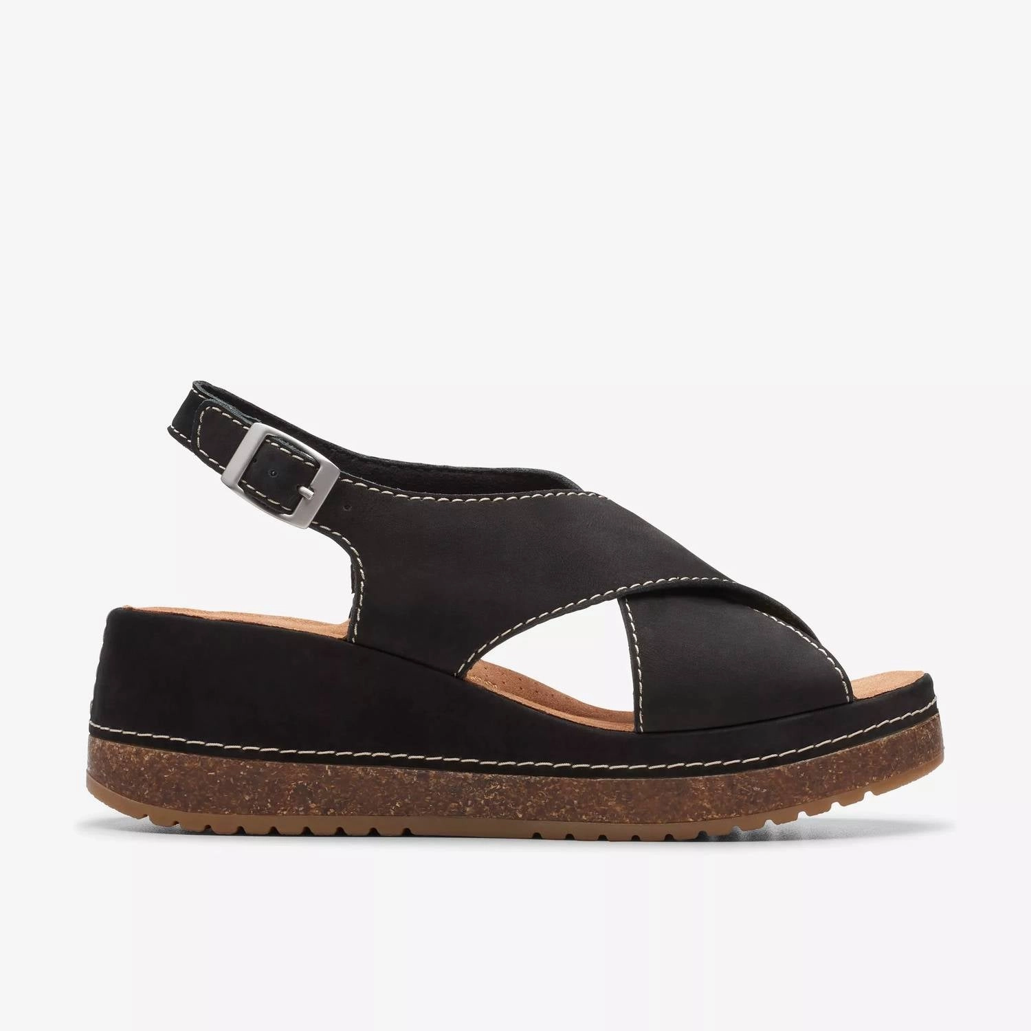 Women's Kassandra Step Wedge Sandal In Black Nubuck Power Casual