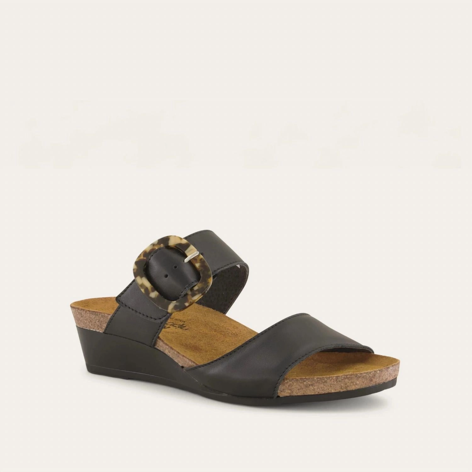 Fast Transition Women's Kingdom Sandal In Soft Black Leather/oily Midnight Suede