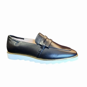 Women's Laura Loafers In Black Leather Orthopedic Design