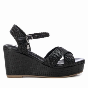 Match Quick Color Pop Women's Metallic Wedge Sandals In Black