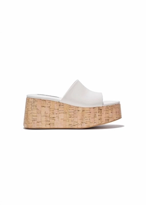 Shock Guard Women's Mini Wedged Heel Sandal In White
