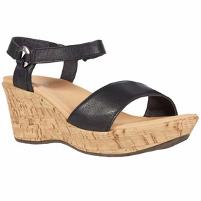Cloud Step Women's Pier Wedge Sandals In Soft Black