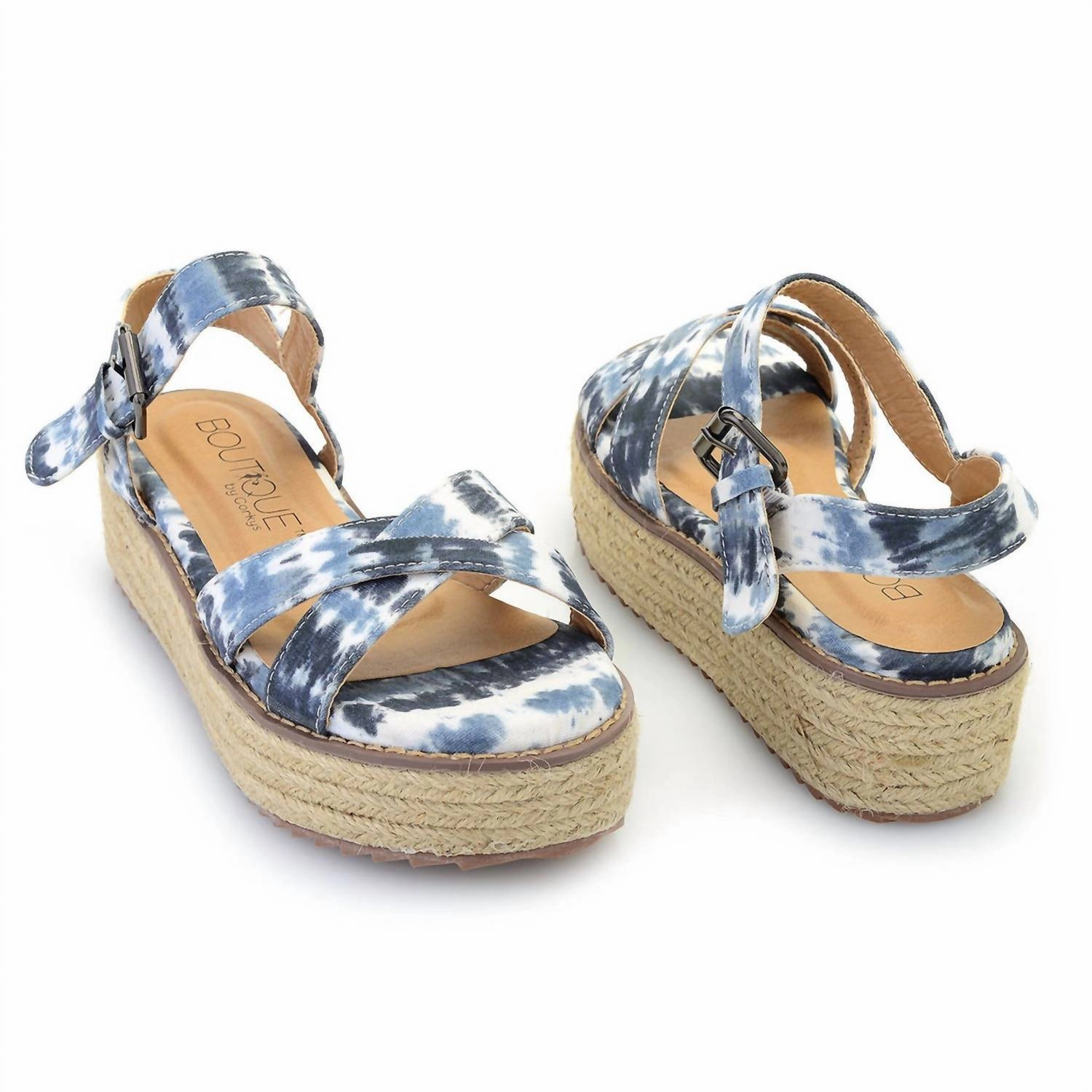 Women's Pilot Tie Dye Wedges In Blue Tie Dye Trail grip wide frame