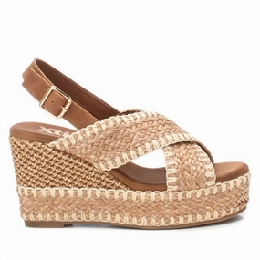 Ankle Glow Women's Raffia Wedge Sandals In Taupe
