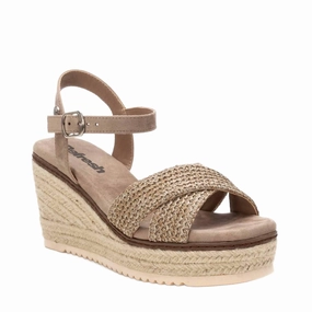 Women's Refresh Wedge Sandals In Taupe Fabric Cool Stylish Step