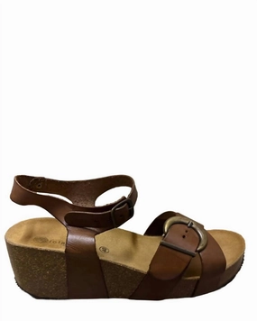 Bronze Sole Mono Base Women's Retro Wedge Sandals In Brown