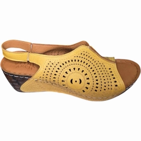 Strap Fit Women's Slingback Wedge Sandals In Yellow