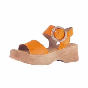 Foot Cushion Sleek Control Women's Suede Wedge Sandals In Clementine