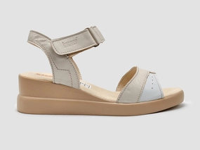 Women's Summer Leather Sandals In Beige Long Day Light Stride