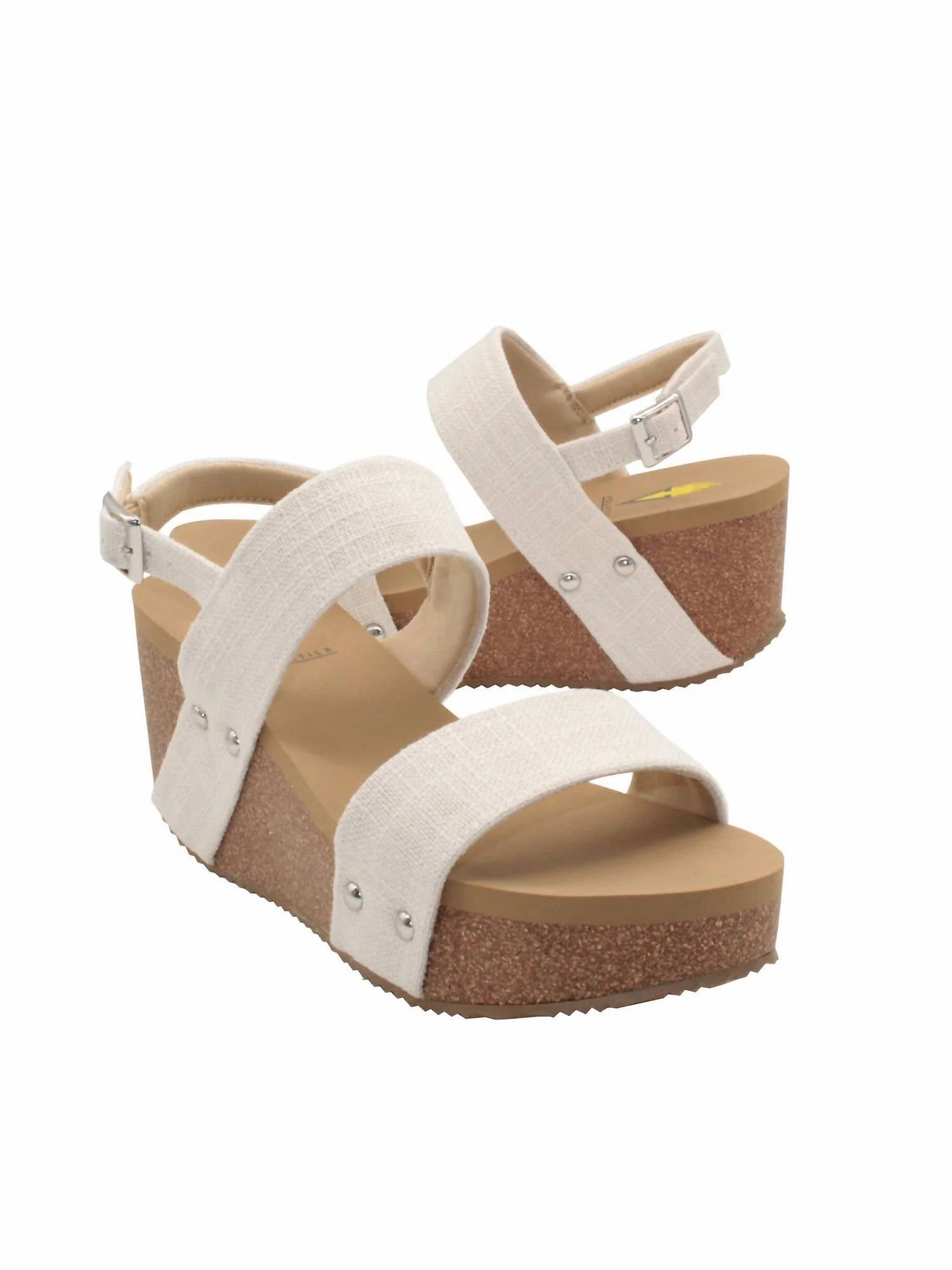 Women's Summerlove Linen Strap Wedge Sandal In Bone Linen Easy Walk Light Stride