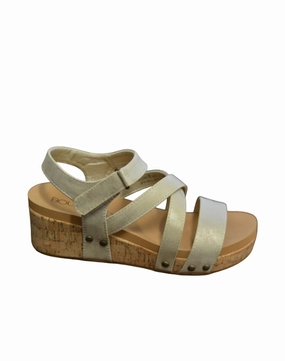 Tower Step Women's Sundown Strappy Wedge Sandal In Gold