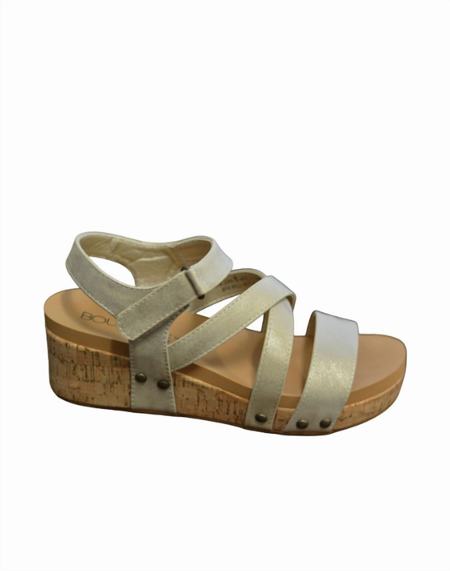 Brand Glow Modern Attitude Women's Sundown Strappy Wedge Sandal In Gold
