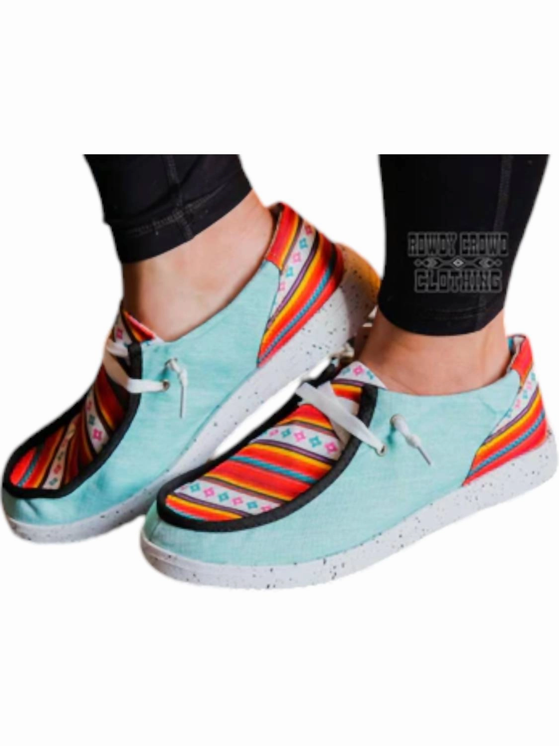 music fest Women's Sunset Serape Shoes In Orange/white/blue