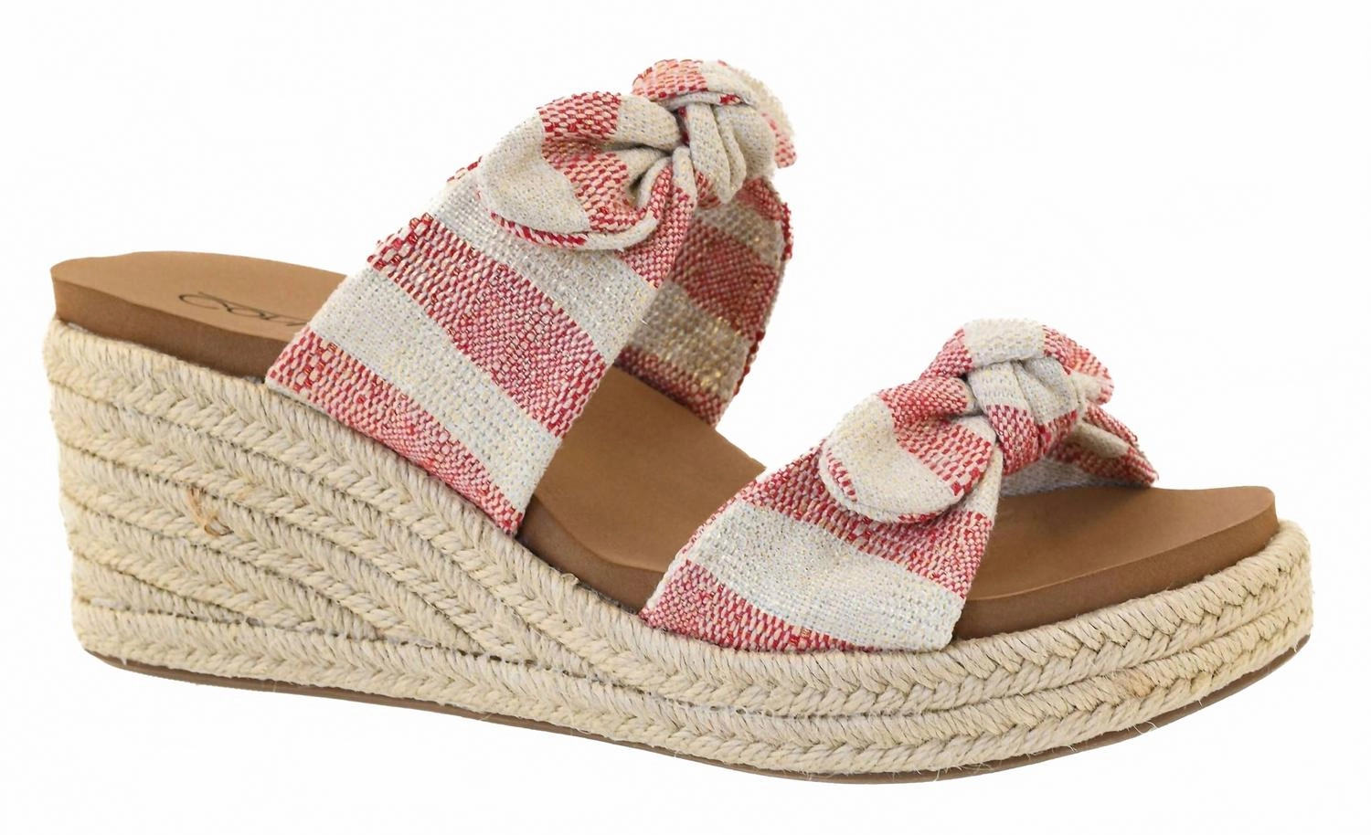Daily Walk Women's Tie The Knot Wedge Espadrille Sandal In Red Stripe
