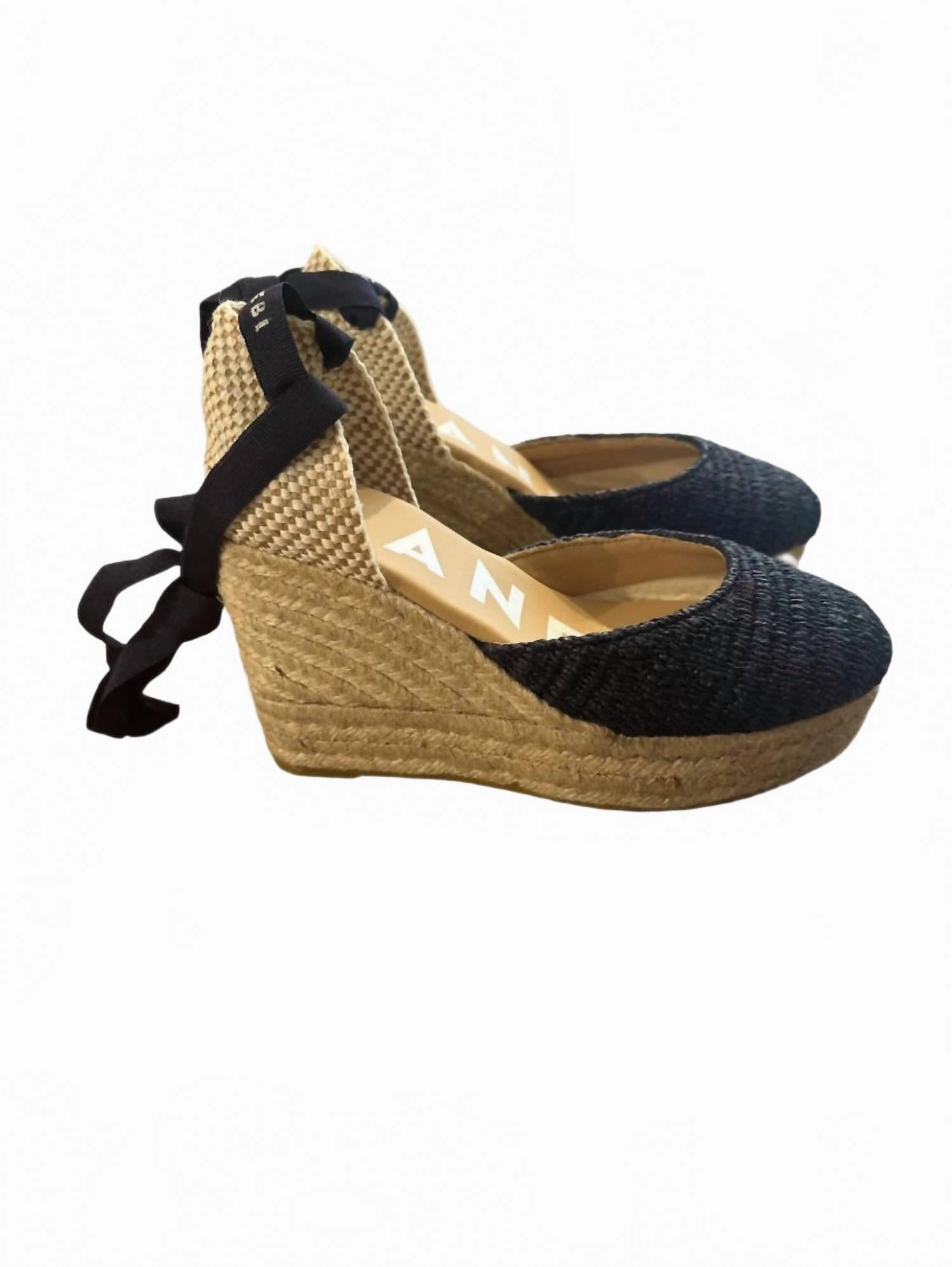 Slim Line lifted look Women's Wedge Espadrilles In Navy Blue