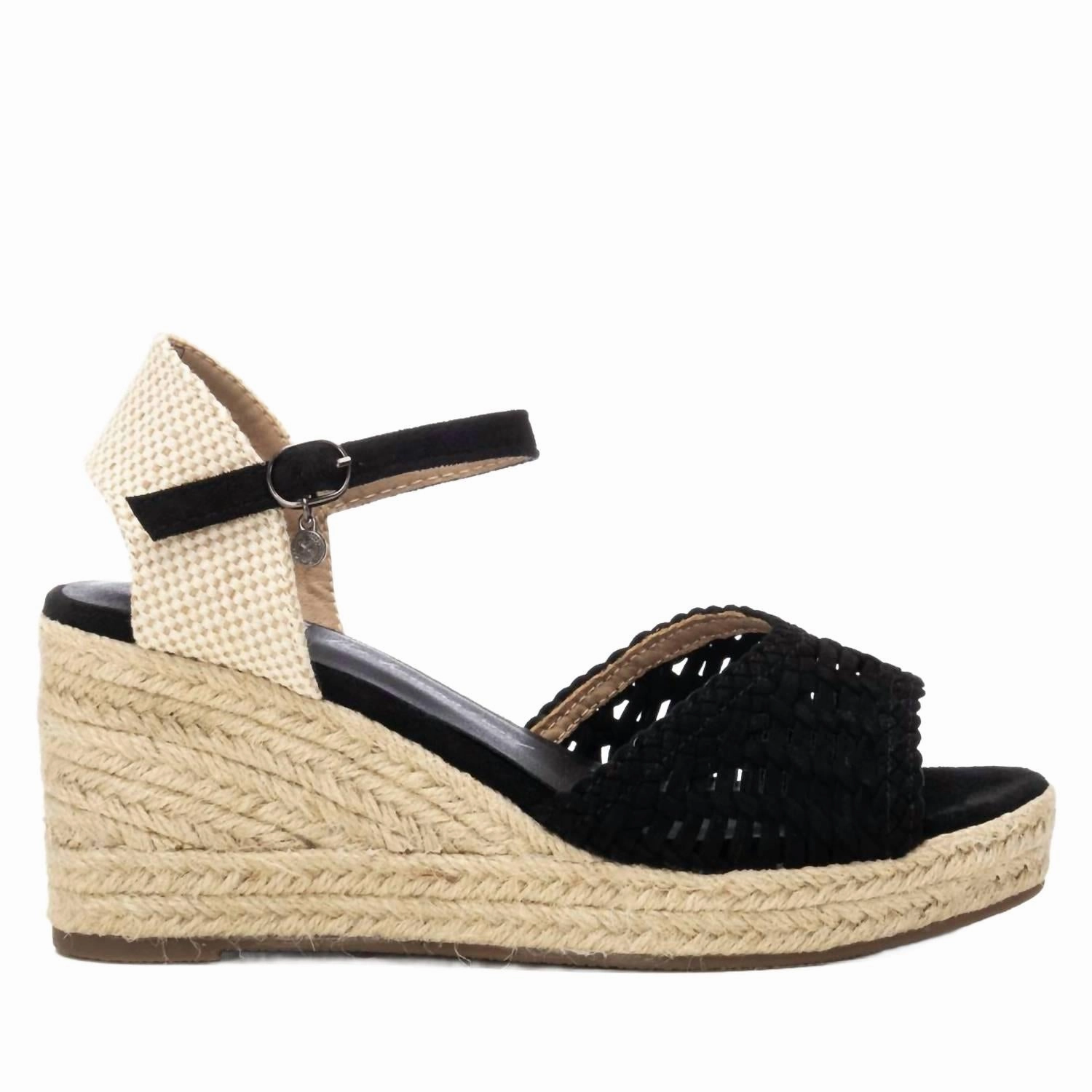 Women's Wedge Sandals In Black Urban Setting
