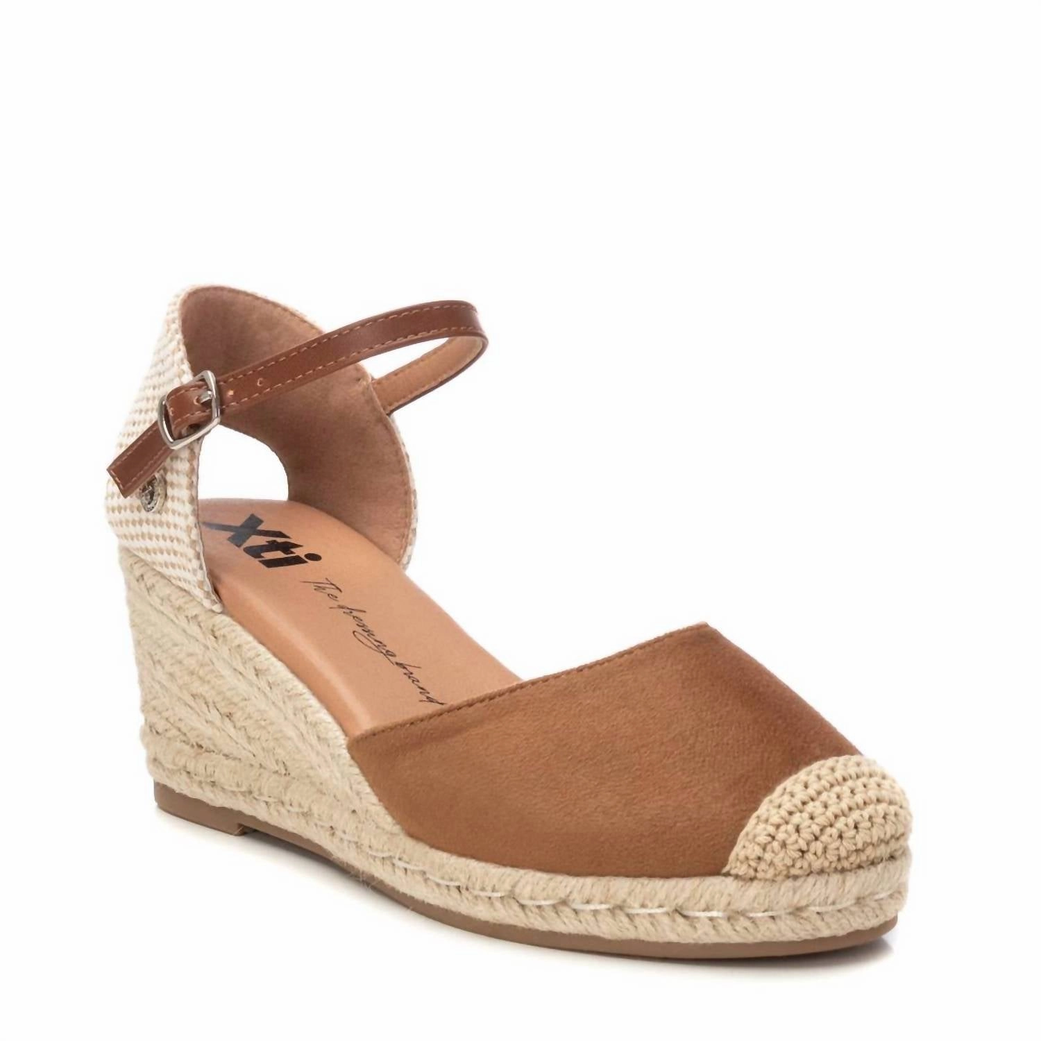 Women's Wedge Sandals In Camel Canvas sole