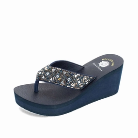High Comfort Women's Whittier Wedge Sandal In Navy Multi