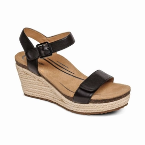Core Comfort Women Sydney Quarter Strap Espadrille Wedge Sandal In Black