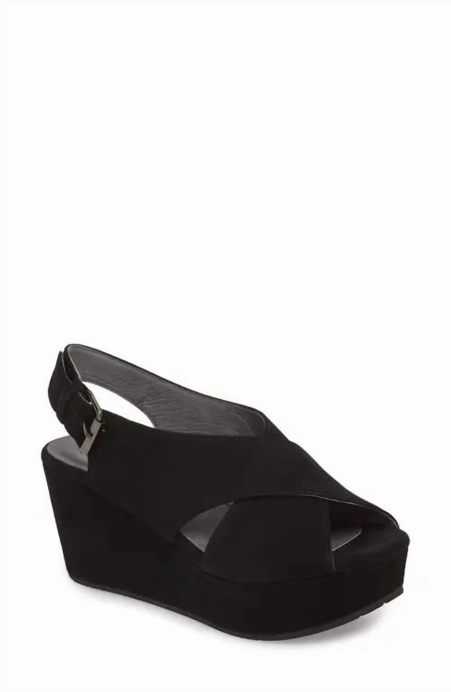 All Weatherwear Ankle Safe Women Wim Platform Wedge Sandal In Black Suede