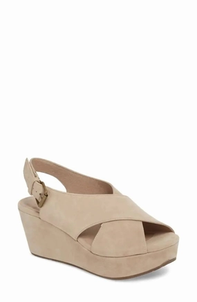 Fashion Edge Women Wim Platform Wedge Sandal In Taupe Suede