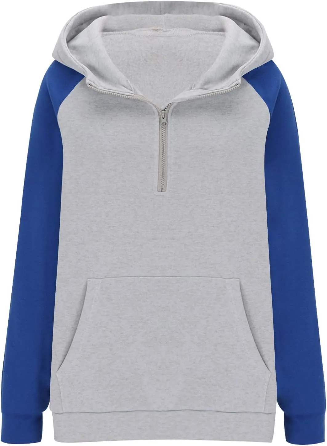 Womens 1/4 Zipper Hoodies Sweatshirts Long Sleeve Color Block Hooded Tops Casual Comfy Sweatshirt with Pocket