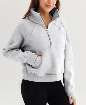 Women's 2024 Sweatshirts Half Zip Cropped Pullover Women Half Zip Workout Athletic Quarter Zipper Pullover