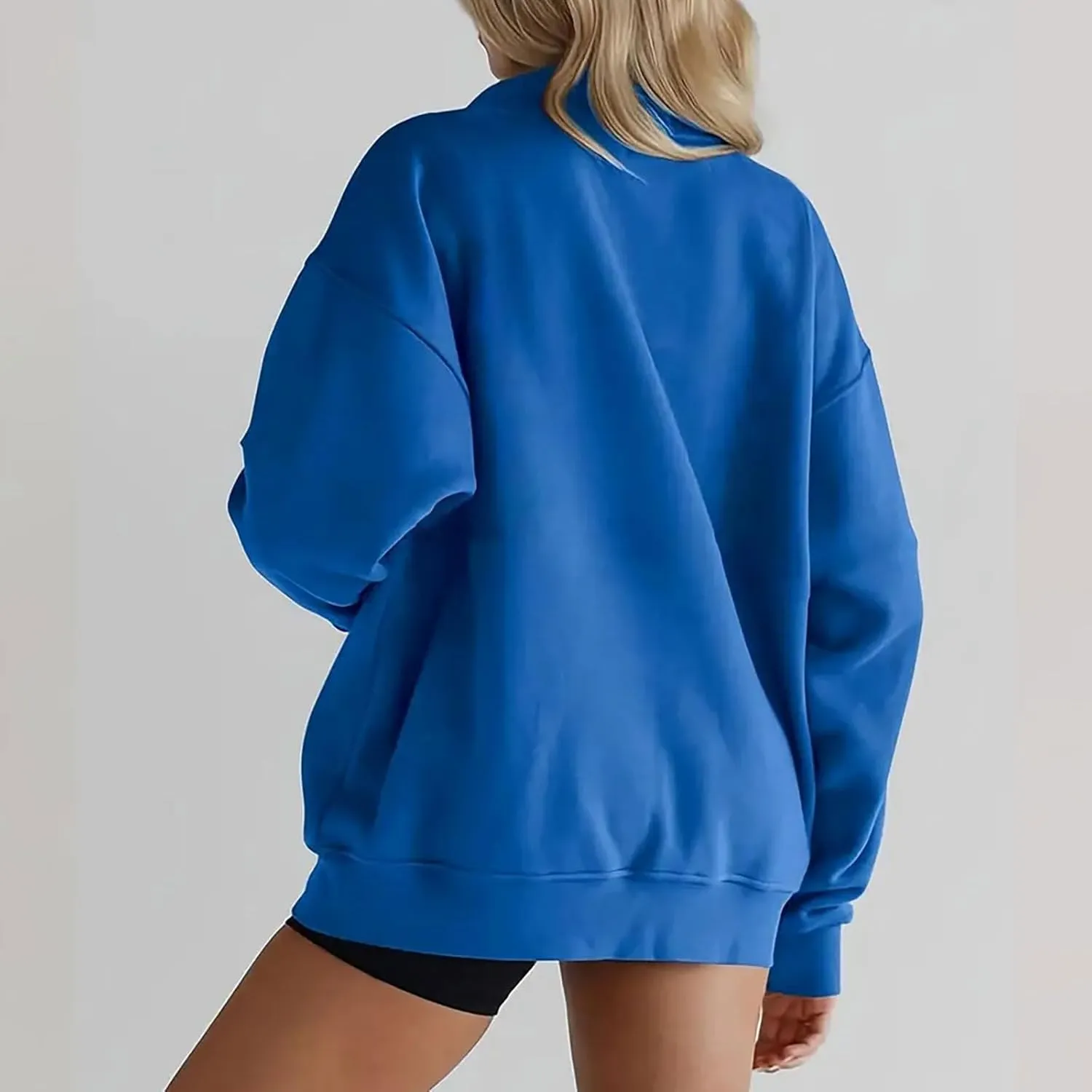 Womens 2025 Fashion Sweatshirts Oversized Half Zip Pocket Sweatshirt Casual Long Sleeve Pullover Tops