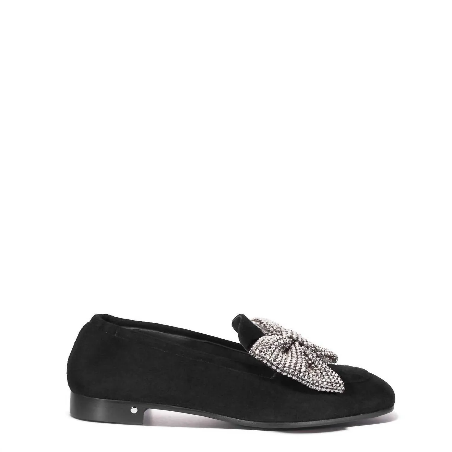 Women's Angela Bow Suede Loafer In Black/silver Nordic Line