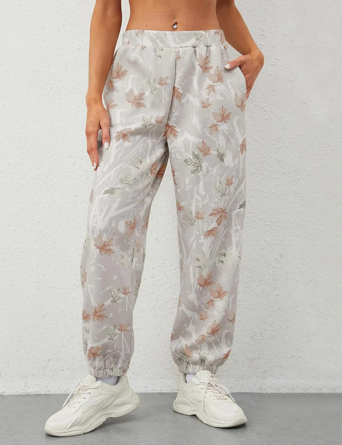 Women's Baggy Fleece Sweatpants Casual High Waisted Joggers Pants Fitted Sweat Pants with Pockets