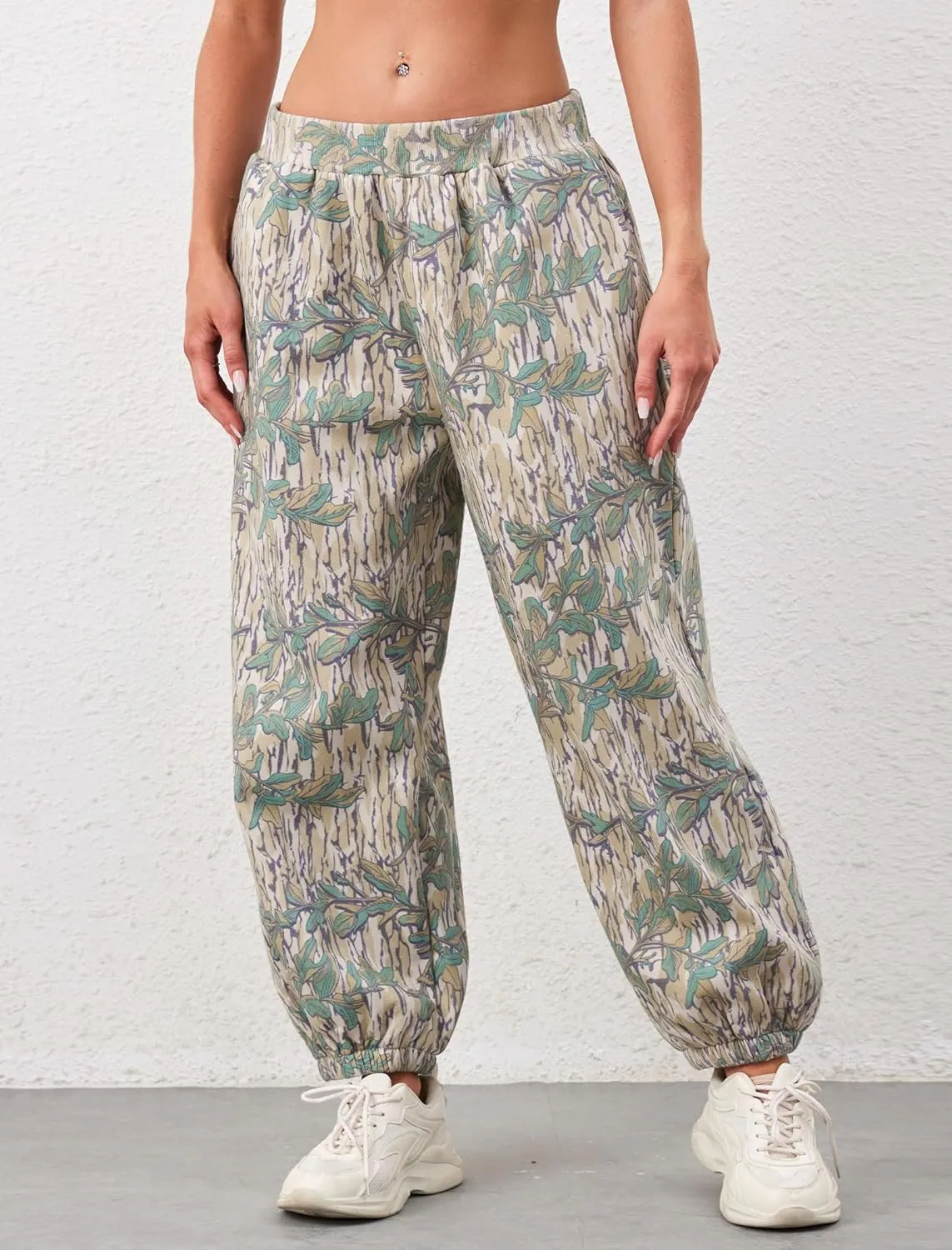 Women's Baggy Fleece Sweatpants Casual High Waisted Joggers Pants Fitted Sweat Pants with Pockets