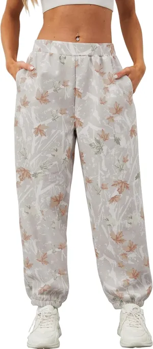 Women's Baggy Fleece Sweatpants Casual High Waisted Joggers Pants Fitted Sweat Pants with Pockets