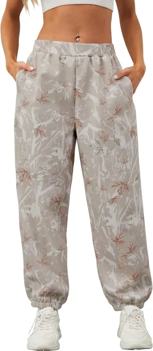 Women's Baggy Fleece Sweatpants Casual High Waisted Joggers Pants Fitted Sweat Pants with Pockets