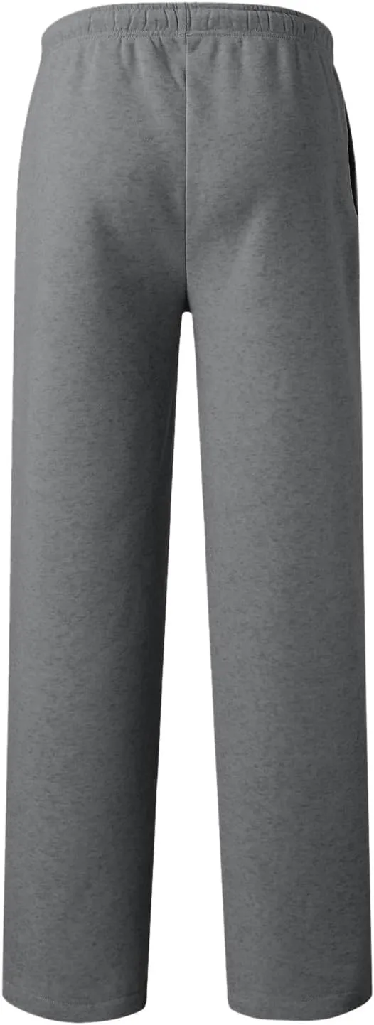 Women's Baggy Fleece Wide Leg Sweatpants Fleece Lined Soft Loose Open Bottom Joggers High Rise Workout Running Tall