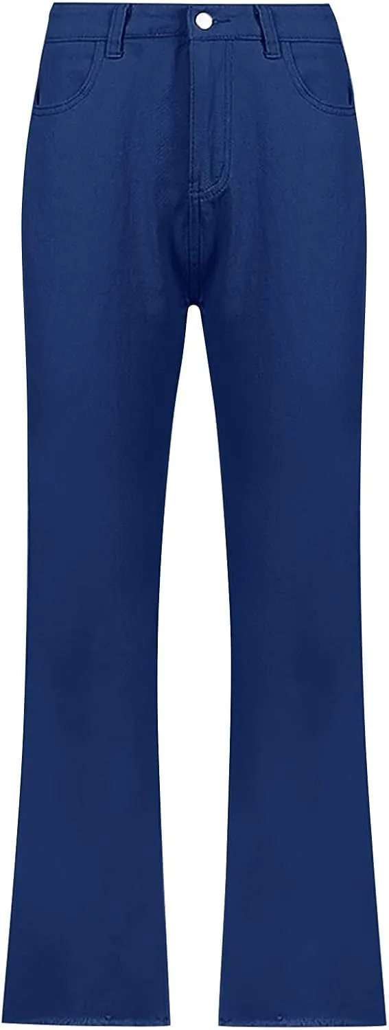 Women's Bell Bottom Jeans Slim Fit High Waisted Straight Pants Stretchy Flare Pants Boyfriend Jeans Fashion Outfits