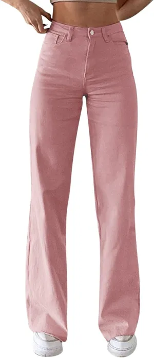 Women's Bell Bottom Jeans Slim Fit High Waisted Straight Pants Stretchy Flare Pants Boyfriend Jeans Fashion Outfits